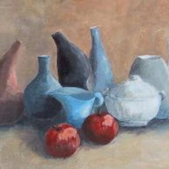 Painting titled "pommes et pots" by Sylvie Beuzen, Original Artwork