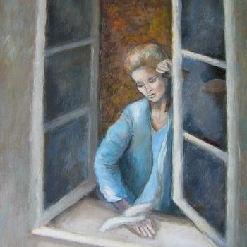 Painting titled "femme bleue" by Sylvie Beuzen, Original Artwork