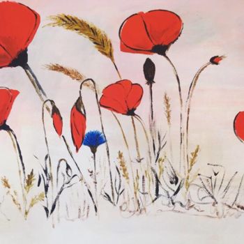 Pintura titulada "coquelicot.jpg" por Sylviebf, Obra de arte original, Acrílico