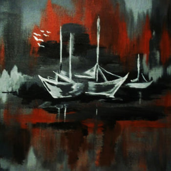 Painting titled "bateaux.jpg" by Sylviebf, Original Artwork, Acrylic