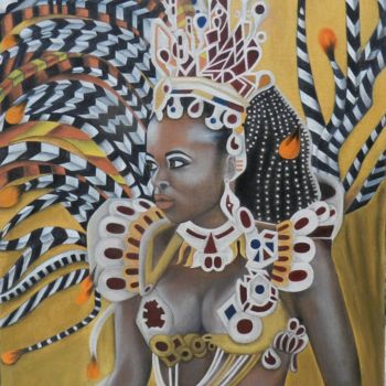 Картина под названием "reine-afro-3.jpg" - Sylvie Boublil, Подлинное произведение искусства, Другой