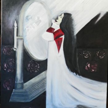 Ζωγραφική με τίτλο "la-dame-au-miroir-8…" από Sylvie Boublil, Αυθεντικά έργα τέχνης, Λάδι