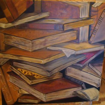 Peinture intitulée "un tas de livres" par Sbx, Œuvre d'art originale