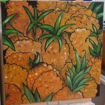 Schilderij getiteld "un tas d'ananas" door Sbx, Origineel Kunstwerk
