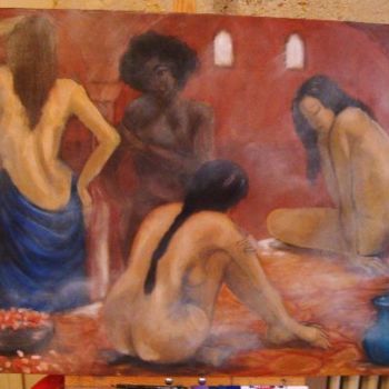 Painting titled "le hammam" by Sbx, Original Artwork