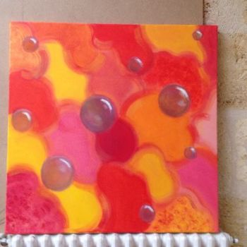 Painting titled ""pivoine" ou bulles…" by Sbx, Original Artwork