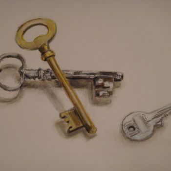 Pintura intitulada "voici les clefs" por Sbx, Obras de arte originais