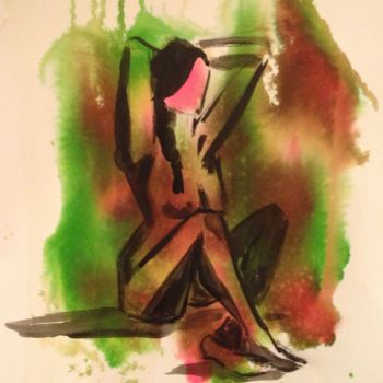 Painting titled "nu assis en tailleur" by Sbx, Original Artwork