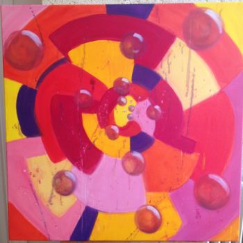 Painting titled "pivoines 2 ou bulle…" by Sbx, Original Artwork