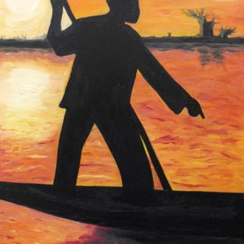 Painting titled "Pêcheur d'Afrique" by Sylvie Collin, Original Artwork