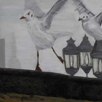 绘画 标题为“vol de pigeons” 由Sylvie Collin, 原创艺术品
