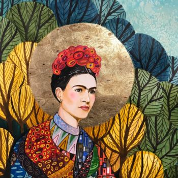 Painting titled "Frida loves Klimt" by Sylvie Demers, Original Artwork, Watercolor