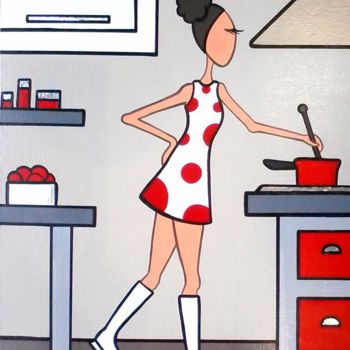 Peinture intitulée "La casserole. Madem…" par Sylvie Fiant, Œuvre d'art originale