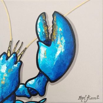 Painting titled "La pince bleue." by Sylvie Fiant, Original Artwork, Acrylic