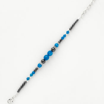 Artisanat intitulée "Bracelet Agate bleue" par Sylvie François, Œuvre d'art originale, Bracelets