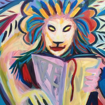 Painting titled "LION AILÉ 3" by Sylvie Galard, Original Artwork, Acrylic