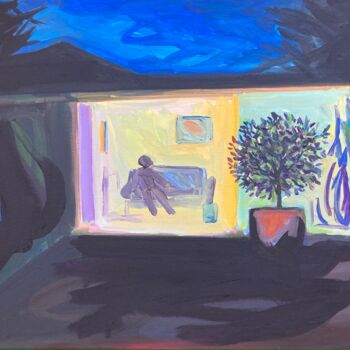 Painting titled "LA NUIT" by Sylvie Galard, Original Artwork, Acrylic
