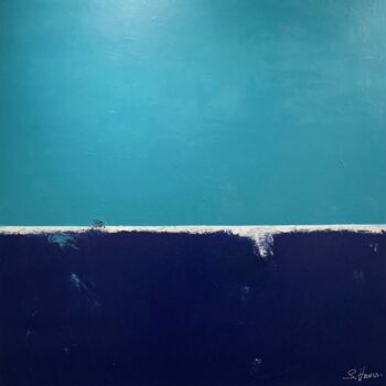 Painting titled "Blue on blue II" by Sylvie Hamou, Original Artwork, Acrylic