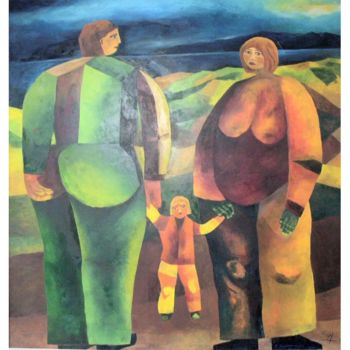 Painting titled "Family" by Sylviehebrard, Original Artwork, Oil