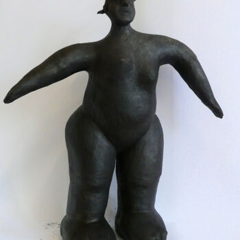 Sculpture intitulée "NU AU BRAS LEVES" par Sylviehebrard, Œuvre d'art originale, Terre cuite