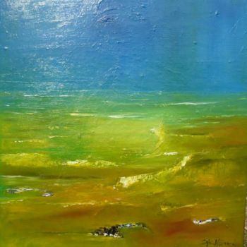 Painting titled "ENTRE CIEL ET TERRE" by Sylviehebrard, Original Artwork, Oil