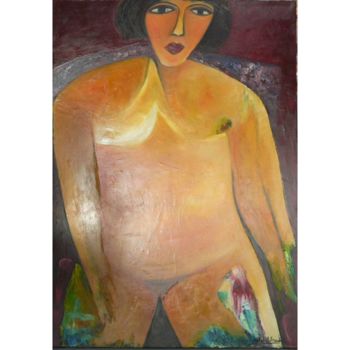 Painting titled "GUERRIERE PACIFIQUE" by Sylviehebrard, Original Artwork, Oil