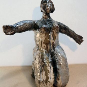 Skulptur mit dem Titel "Agenouillée" von Sylviehebrard, Original-Kunstwerk, Keramik
