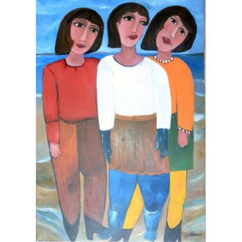 Peinture intitulée "LES TROIS GRACES" par Sylviehebrard, Œuvre d'art originale, Huile