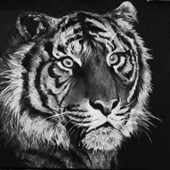 Schilderij getiteld "Tigre" door Sylvie Lescan, Origineel Kunstwerk, Olie