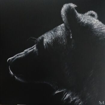 Pintura intitulada "L'ours" por Sylvie Lescan, Obras de arte originais, Acrílico Montado em Armação em madeira