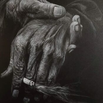 Dibujo titulada "Les vieilles mains" por Sylvie Lescan, Obra de arte original, Pastel