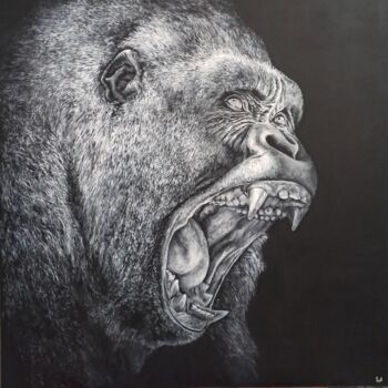 Pintura titulada "Le cri du gorille" por Sylvie Lescan, Obra de arte original, Acrílico Montado en Bastidor de camilla de ma…