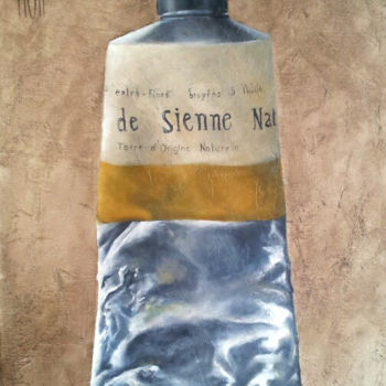 Painting titled "Tube terre de Sienne" by Sylvie Pioli, Original Artwork, Oil Mounted on Wood Stretcher frame