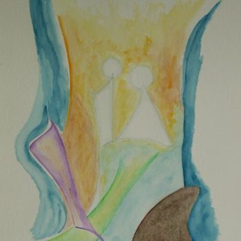 Painting titled "Vision 2" by Sylvie Prette, Original Artwork, Watercolor