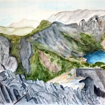 Painting titled "Au sommet" by Sylvie Prette, Original Artwork, Watercolor