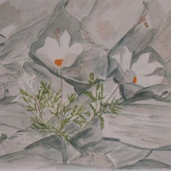 Peinture intitulée "Parmi les pierres" par Sylvie Prette, Œuvre d'art originale, Aquarelle