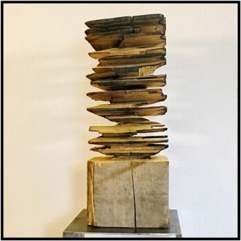 Скульптура под названием "free floating two" - Sylvio Eisl, Подлинное произведение искусства, Дерево
