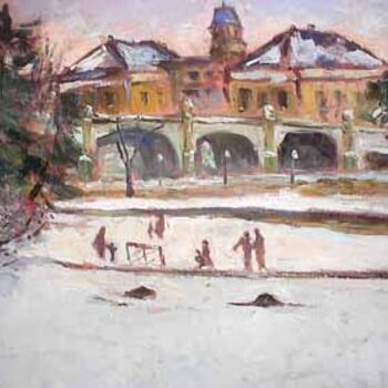 Painting titled "At the Pond" by Sylvio Gagnon, Original Artwork