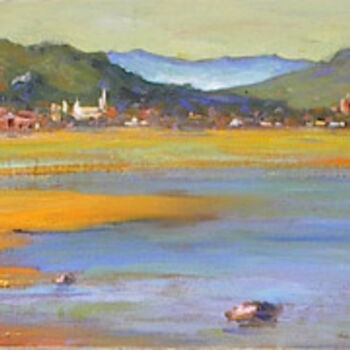 Painting titled "Village by the Sea" by Sylvio Gagnon, Original Artwork