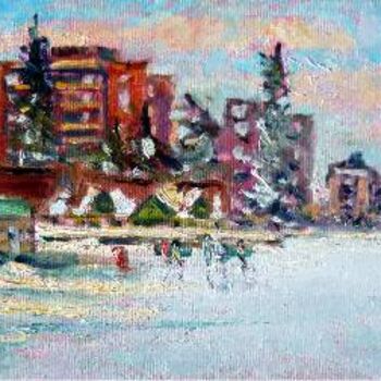 Painting titled "Skating at the Ritz" by Sylvio Gagnon, Original Artwork