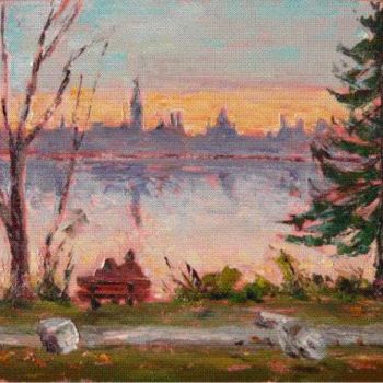 Painting titled "Riverview Romance" by Sylvio Gagnon, Original Artwork