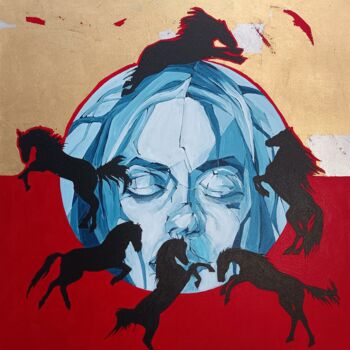 Peinture intitulée "Galloping thoughts" par Sylwia Wenska, Œuvre d'art originale, Acrylique Monté sur Châssis en bois