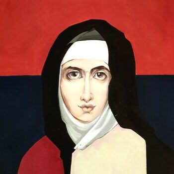 Pintura intitulada "St. Teresa of Avila" por Sylwia Wenska, Obras de arte originais, Acrílico Montado em Armação em madeira