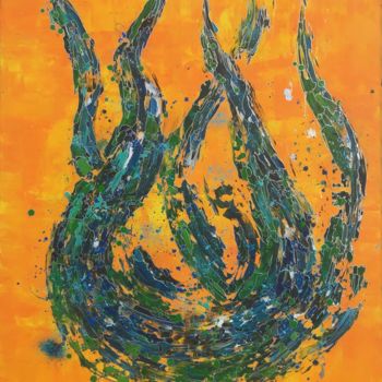 Painting titled "Feu follet" by Fabien Dessoly (Symbolic Art BZH), Original Artwork, Acrylic Mounted on Wood Stretcher frame