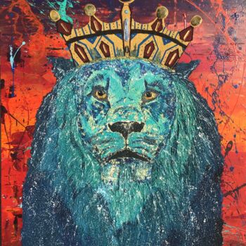Painting titled "King" by Fabien Dessoly (Symbolic Art BZH), Original Artwork, Acrylic Mounted on Wood Stretcher frame