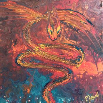 Painting titled "Ydreg" by Fabien Dessoly (Symbolic Art BZH), Original Artwork, Acrylic Mounted on Wood Stretcher frame
