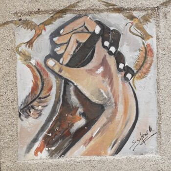 Картина под названием "To guether" - Symfonie M, Подлинное произведение искусства, Масло Установлен на Деревянная панель