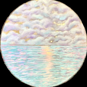 Peinture intitulée "Paysage marin rond…" par Syncope Mars, Œuvre d'art originale, Acrylique