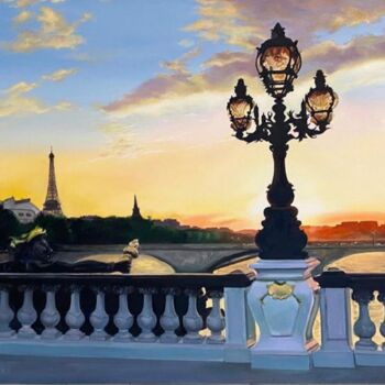 Peinture intitulée "Paris au coucher Po…" par Syncope Mars, Œuvre d'art originale, Huile