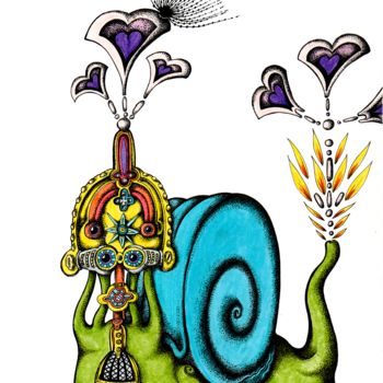 Dibujo titulada "Escargot de FEU" por Syrius Thorrel, Obra de arte original, Tinta